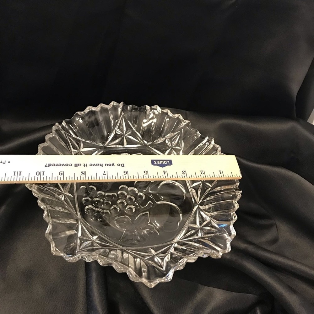 Vintage Pioneer Intaglio Fruit Crystal Ruffled Serving Set by Federal - Picture 2 of 15